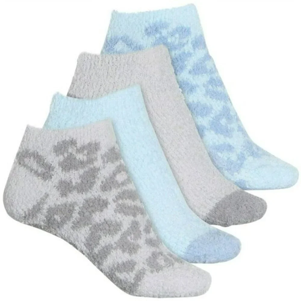 NWT Danskin 4-Pack Ultra Soft Plush Fleece Leopard Low Cut Cozy Socks